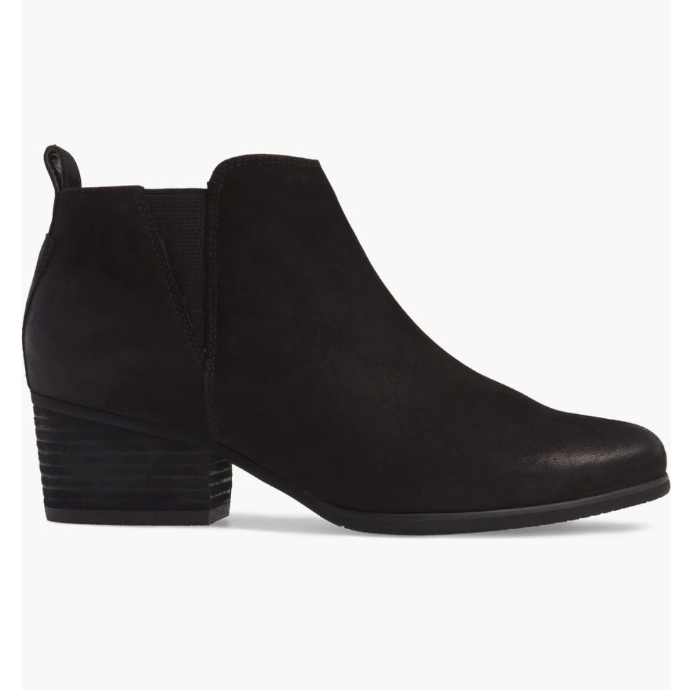 Blondo Ida Ankle Boot Waterproof Nubuck Leather Side Zip Block Heel Black size 9